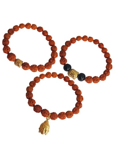 Buddha Face Charm Rudraksha Bracelet Combo